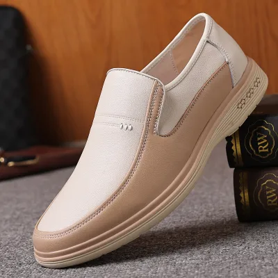 GENUINE LEATHER SOFT-SOLED BUSINESS LIGHT-COLORED CASUAL SHOES